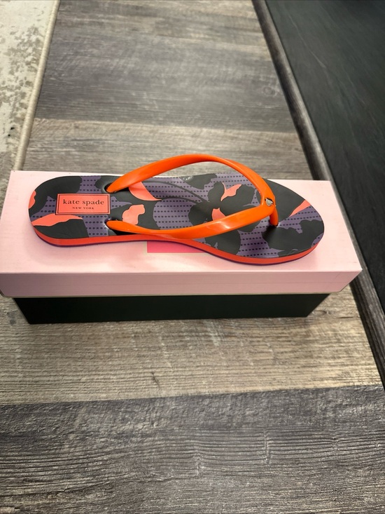 kate spade Shoes - kate spade orange and purple camo flip flops